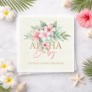 Serviette En Papier Fête Florale Rose Tropicale pour Bébé Aloha