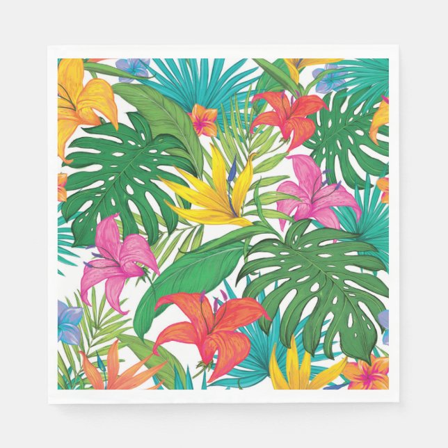 Serviette En Papier Fête florale tropicale (Devant)