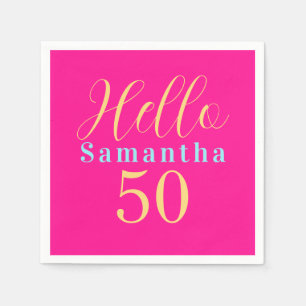 Serviette En Papier Fête Hot Pink 50e anniversaire