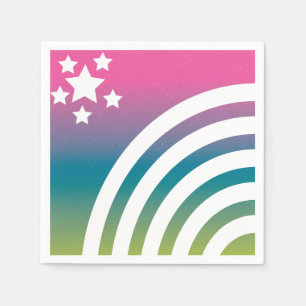 Serviette En Papier Fête Licorne Étoiles Rayures Arc-en-ciel