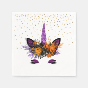 Serviette En Papier Fête Licorne Violet Paillettes Halloween