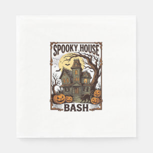Serviette En Papier Fête Maison Hantée Gravure Vintage Halloween Dé