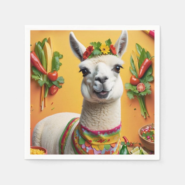 Serviette En Papier Fête mexicaine Cute Llama (Devant)