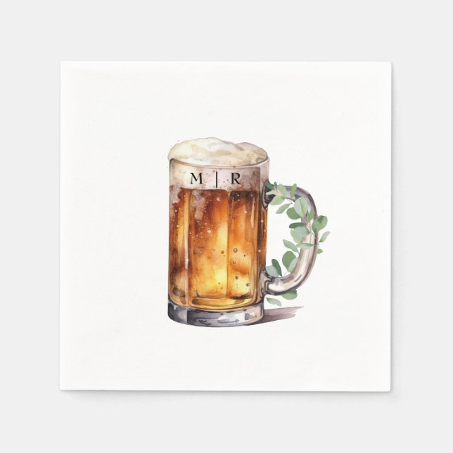 Serviette En Papier Fête Monogramme de bière (Devant)
