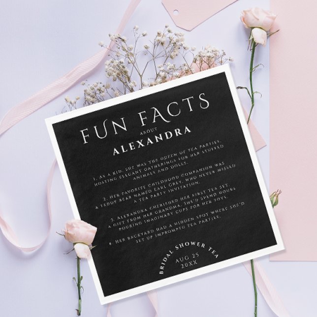 Serviette En Papier Fête noire et blanche de faits amusants stylés mod (Créateur téléchargé)