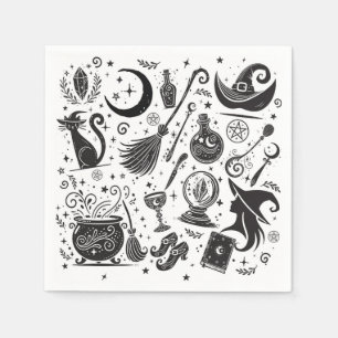 Serviette En Papier Fête païenne magique de sorcière fantaisiste wicca