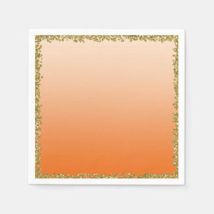Serviette En Papier Fête Pailletée Dorée avec Plongée Orange
