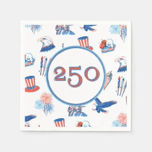Serviette En Papier Fête patriotique aquarelle du 250e 4 juillet