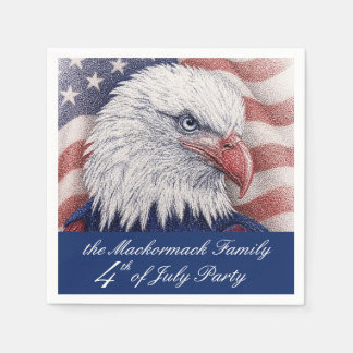 Serviette En Papier Fête patriotique du 4 juillet aigle rouge blanc bl