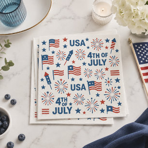 Serviette En Papier Fête patriotique du 4 juillet 🇺🇸 Feux d'artifi