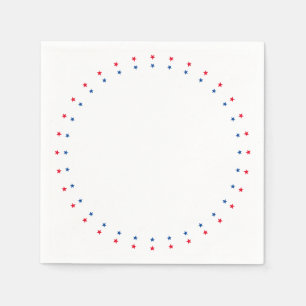 Serviette En Papier Fête patriotique rouge blanc bleu étoiles