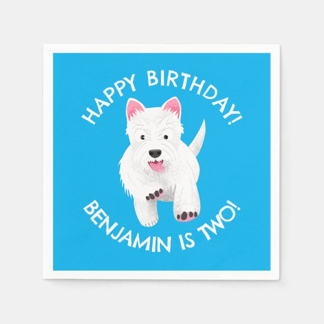 Serviette En Papier Fête personnalisée du Terrier de l'Ouest (Devant)