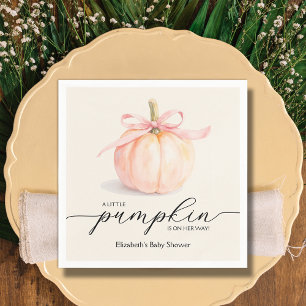 Serviette En Papier Fête Prénatale Bébé Fille Citrouille Petit Ruban R