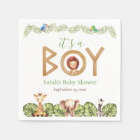 Fête Prénatale Bébé Garçon Animaux de la Savane Bo