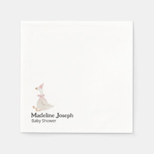 Serviette En Papier Fête Prénatale Fille au Canard Rose Aquarelle