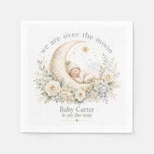 Serviette En Papier Fête Prénatale Neutre 'Over the Moon Baby Shower'