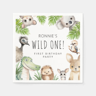 Serviette En Papier Fête sauvage d'anniversaire d'animaux australiens