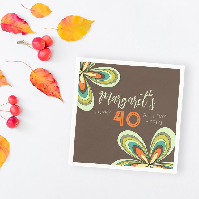 Serviette En Papier Fête super du 40e anniversaire les années 70 Fleur (Créateur téléchargé)