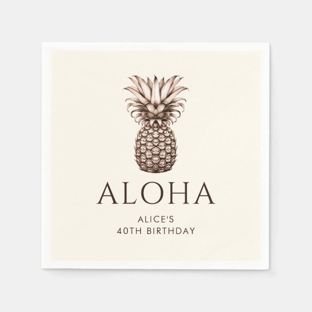 Serviette En Papier Fête tropicale Aloha avec ananas (Devant)