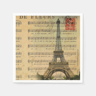 Serviette En Papier Fête Vintage Paris Tour Eiffel Botanique Française
