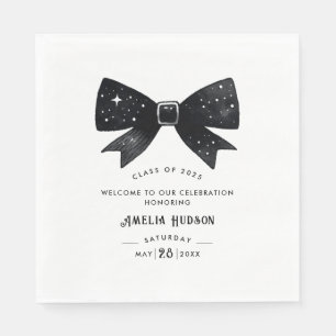 Serviette En Papier Fête Whimsical Black & White Bow Graduation