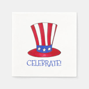 Serviette En Papier Fêter le 4 juillet Oncle patriotique Sam USA Améri