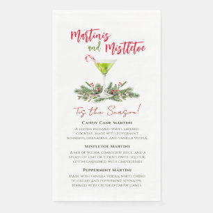 Serviette En Papier Fêtes de cocktails de Noël Martinis et Gui 