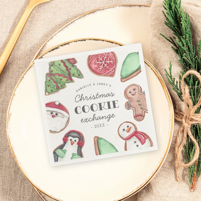 Serviette En Papier Fêtes de Noël personnalisées Fête de l'échange de  (Créateur téléchargé)