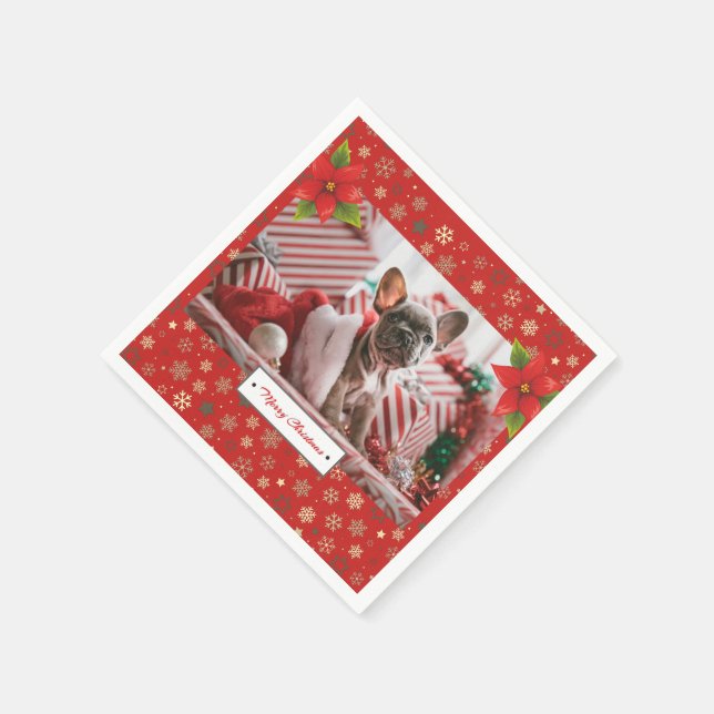 Serviette En Papier Fêtes de Noël personnalisées Photo (Coin)