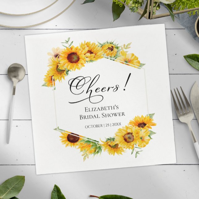 Serviette En Papier Fêtes des mariées de fleurs de tournesol serviette (Créateur téléchargé)