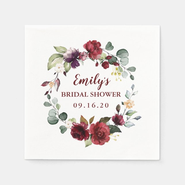 Serviette En Papier Fêtes des mariées personnalisées serviettes Fleur  (Devant)