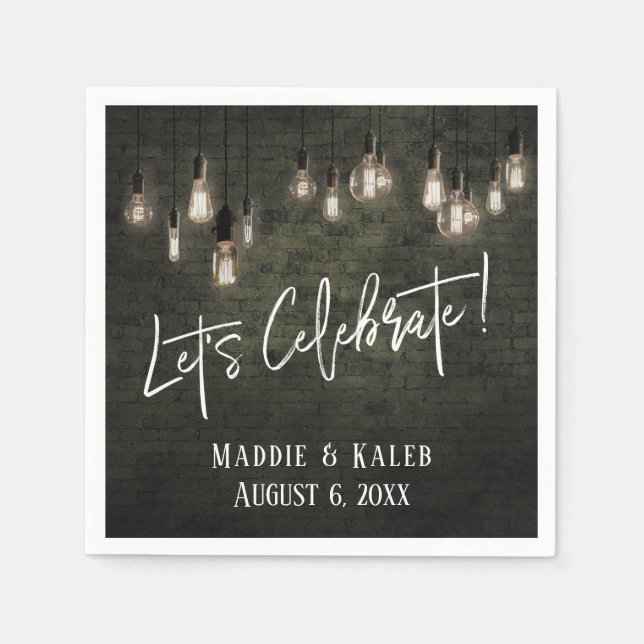 Serviette En Papier Fêtons les briques industrielles avec Edison Light (Devant)