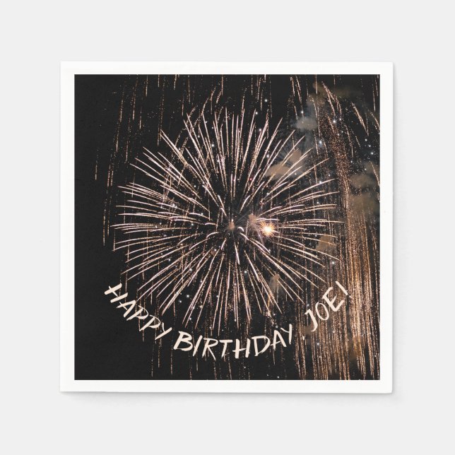 Serviette En Papier Feu d'anniversaire d'or (Devant)