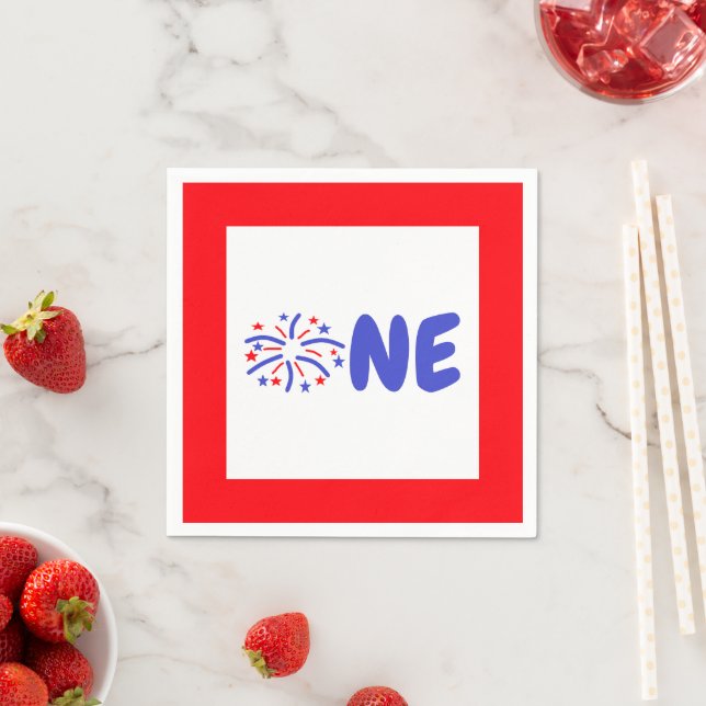 Serviette En Papier Feu d'artifice 1er anniversaire (En situation)