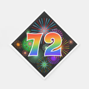 Serviette En Papier Feu d'artifice coloré + Motif arc-en-ciel "72" Num