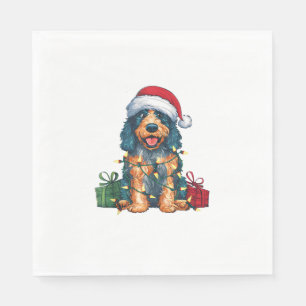 Serviette En Papier Feu de Noël Feu de Noël Chien d'eau espagnol Fête