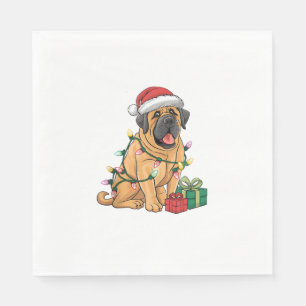 Serviette En Papier Feu de Noël Santa Chapeau Pyrénéen Mastiff Chien C