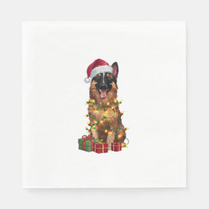 Serviette En Papier Feu de Noël Santa Hat Belge Tervuren Chien Chris