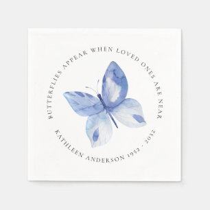 Serviette En Papier Feu funéraire de papillon bleu personnalisé éveil
