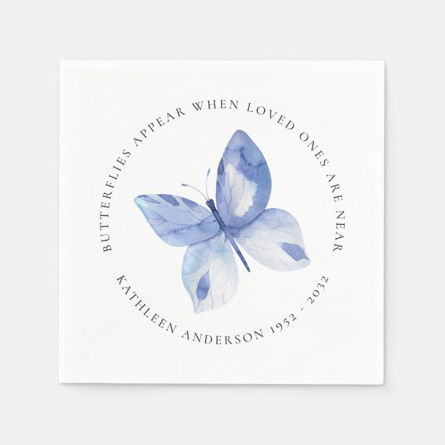 Serviette En Papier Feu funéraire de papillon bleu personnalisé éveil (Devant)