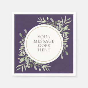 Serviette En Papier Feuillage de eucalyptus doré violet