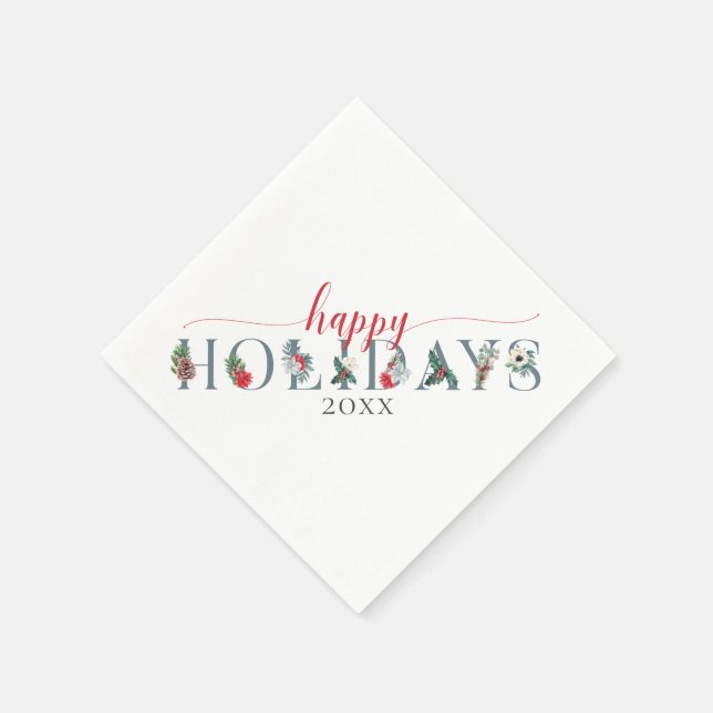 Serviette En Papier Feuillage de fête Joyeuses Fêtes Service du dîner  (Coin)