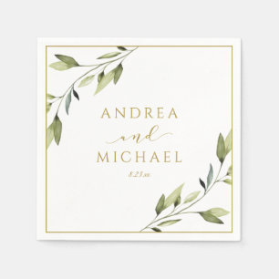 Serviette En Papier Feuillage de mariage feuilles dorées vignes
