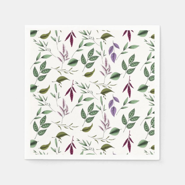 Serviette En Papier Feuillage romantique vert pourpre eucalyptus feuil (Devant)