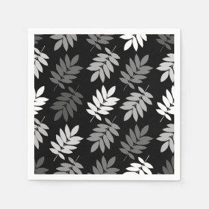 Serviette En Papier Feuille aînée grand motif noir blanc gris