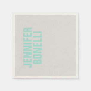 Serviette En Papier Feuille de papier de nom bleu gras minimaliste pro