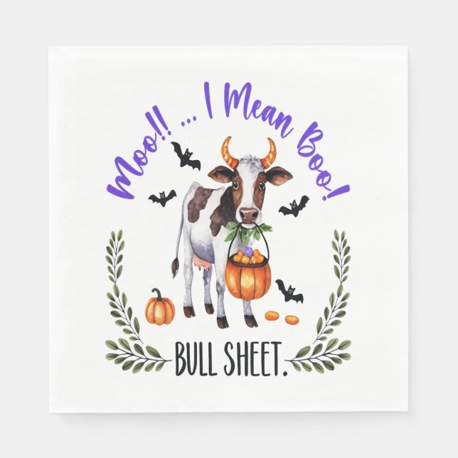 Serviette En Papier Feuille de taureau de vache d'Halloween (Devant)