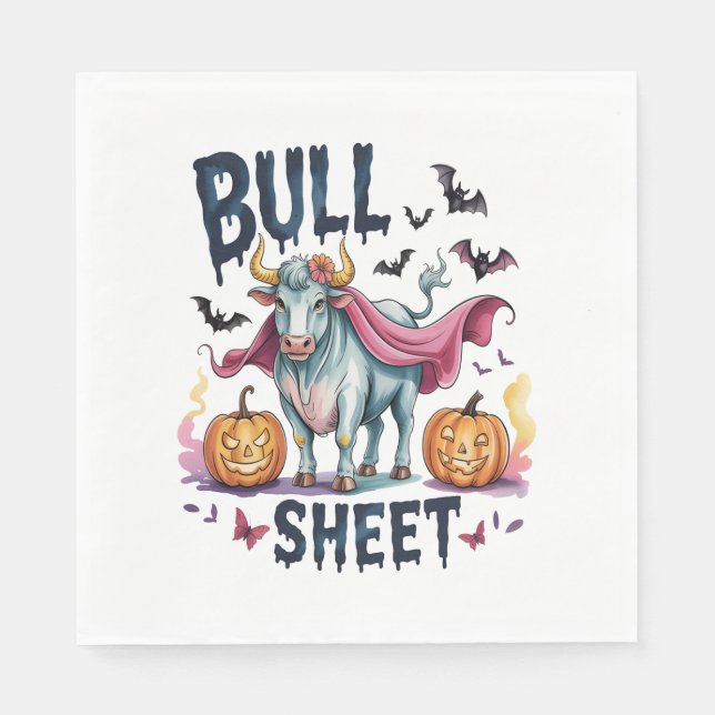 Serviette En Papier Feuille de taureau d'Halloween, Vache fantôme amus (Devant)