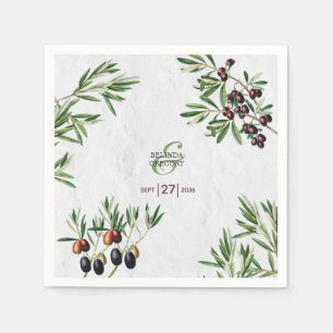 Serviette En Papier Feuille d'olive méditerranéen grec Mariage de l'îl