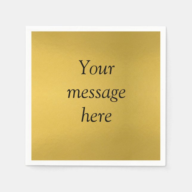 Serviette En Papier Feuille d'or ajouter votre message personnalisé he (Devant)